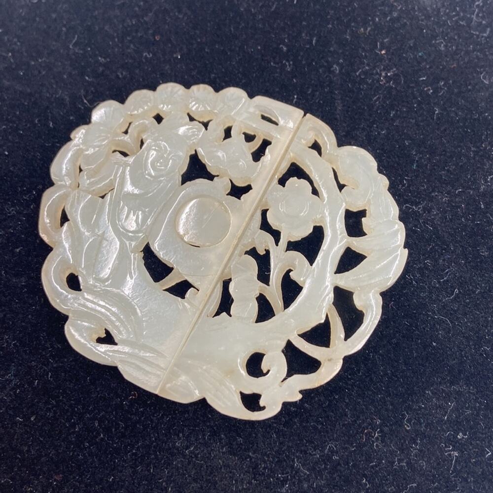 Antique Chinese hand carved Nephrite Jade Belt Buckle - Picture 7 of 9
